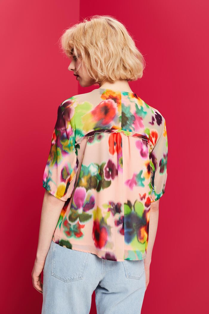 Chiffon blouse met bloemenprint, CORAL, detail image number 3