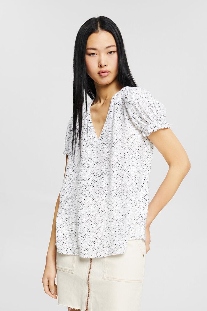 Crêpe blouse met print, LENZING™ ECOVERO™, NEW OFF WHITE, detail image number 0