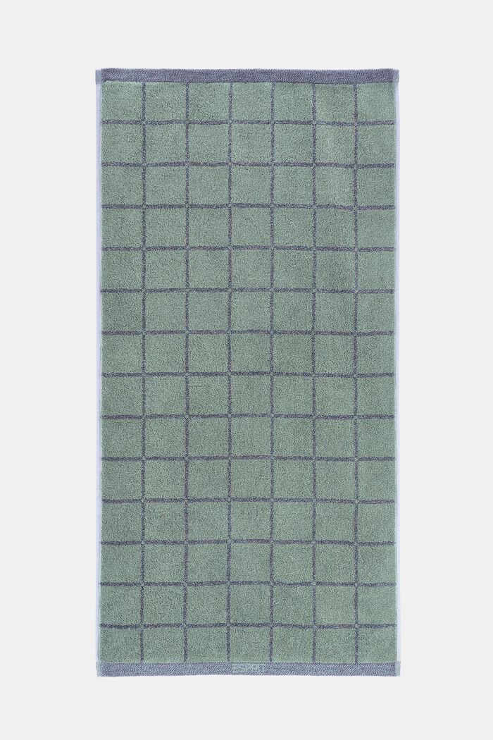 Gemêleerd badhanddoek met blokmotief, SOFT GREEN, detail image number 3