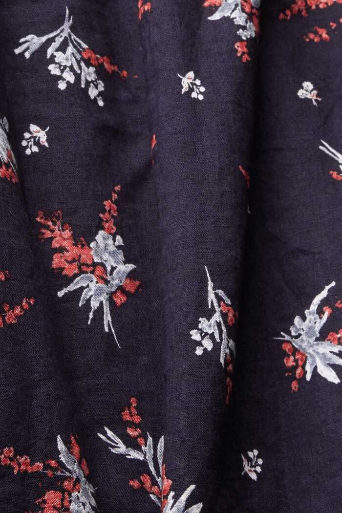 Van een linnenmix: blouse met bloemenmotief, NAVY, detail image number 4