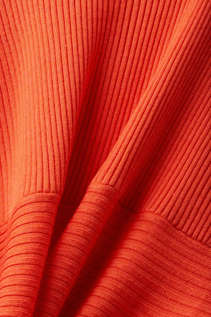 Ribgebreid vest met een asymmetrische zoom, ORANGE RED, detail image number 4
