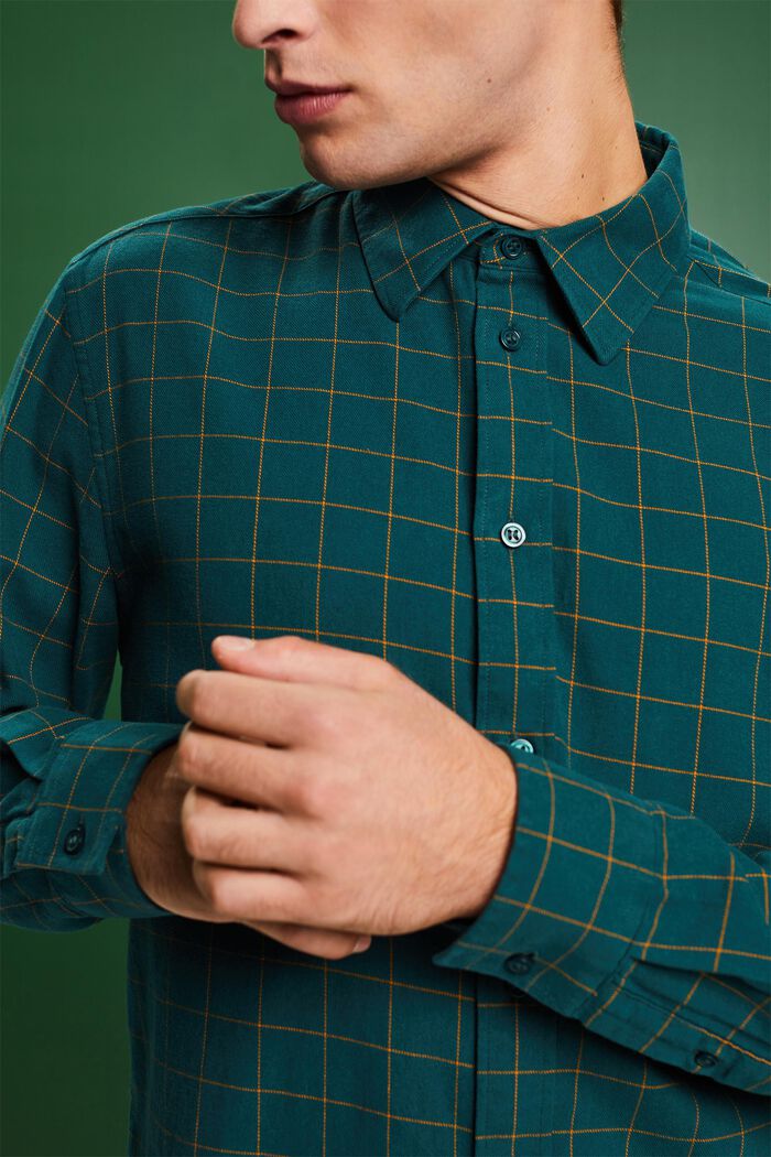 Geruit regular fit-overhemd van flanel, EMERALD GREEN, detail image number 3