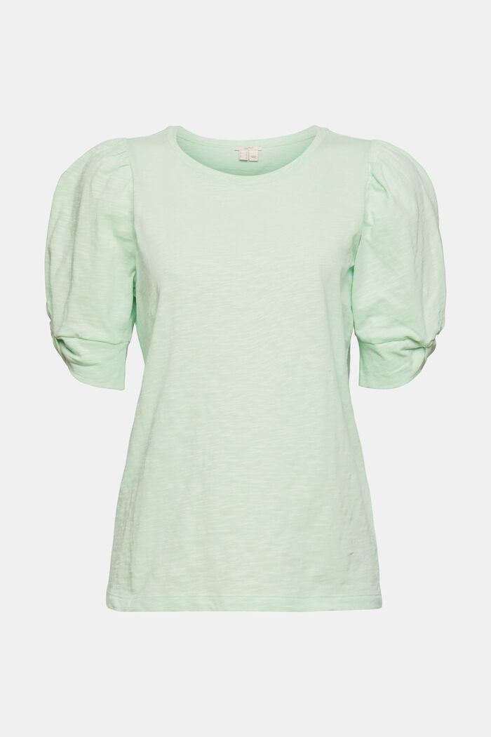 T-shirt met gerimpelde schouders, PASTEL GREEN, overview