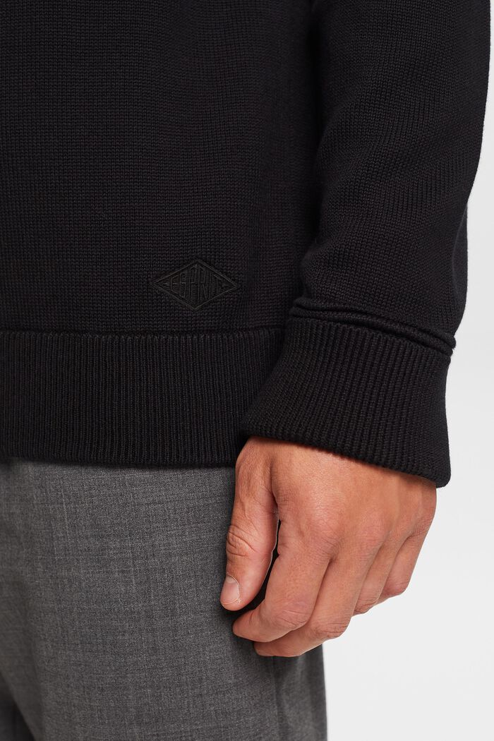 Katoenen trui met ronde hals, BLACK, detail image number 2