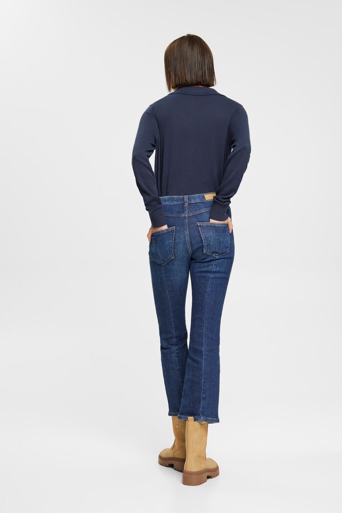 Cropped jeans met kick flare, BLUE DARK WASHED, detail image number 5