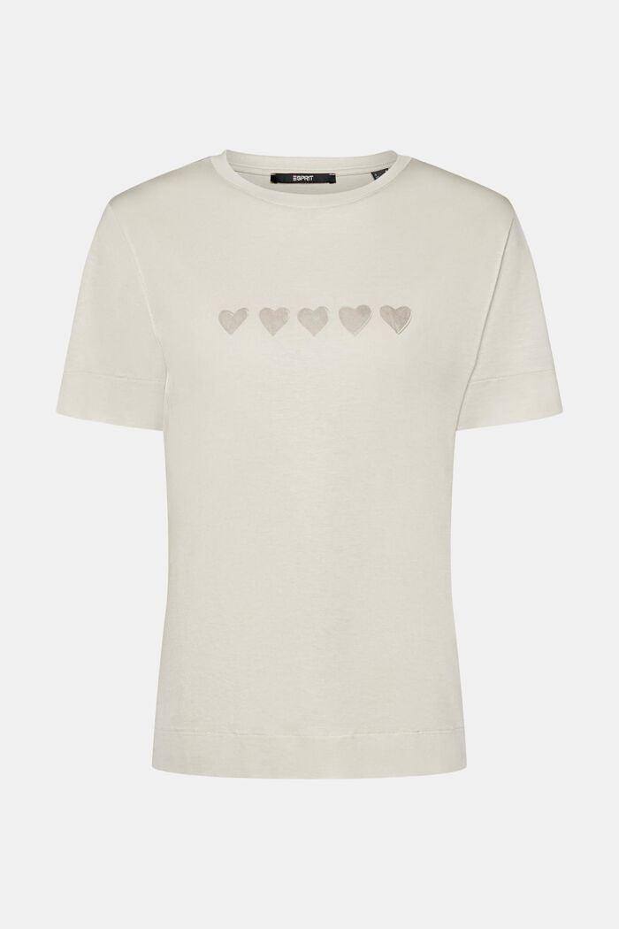 T-shirt met hartprint, LIGHT TAUPE, detail image number 6