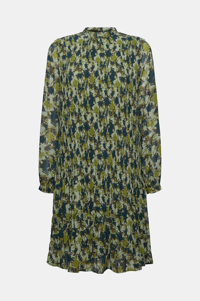Gerecycled: geplisseerde jurk met print, DUSTY GREEN, detail image number 6