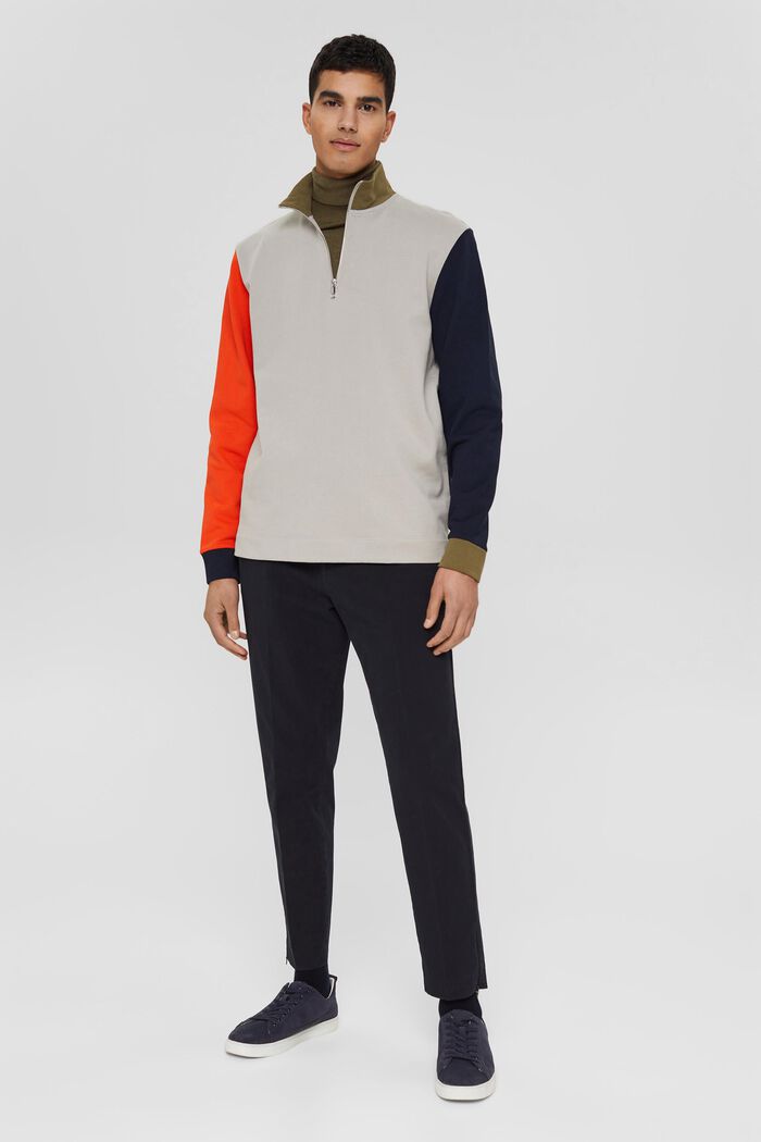Colour block-sweatshirt met ritskraag, LIGHT GREY, detail image number 7
