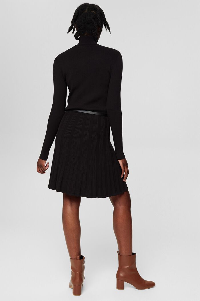 Gebreide jurk met ceintuur, LENZING™ ECOVERO™, BLACK, detail image number 2