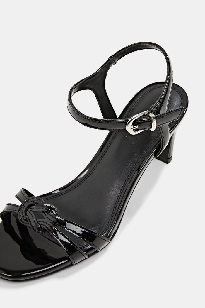 Sandalen van imitatielakleer, BLACK, detail image number 4