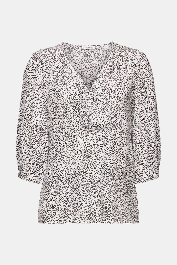 Crêpe blouse met V-hals en print, OFF WHITE, detail image number 6