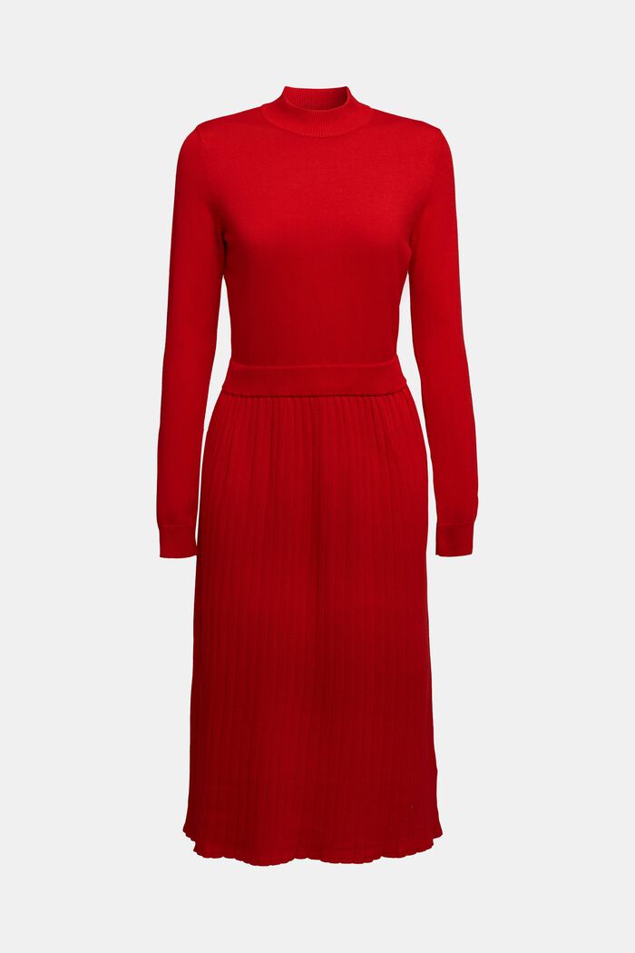 Gebreide jurk met organic cotton, RED, overview