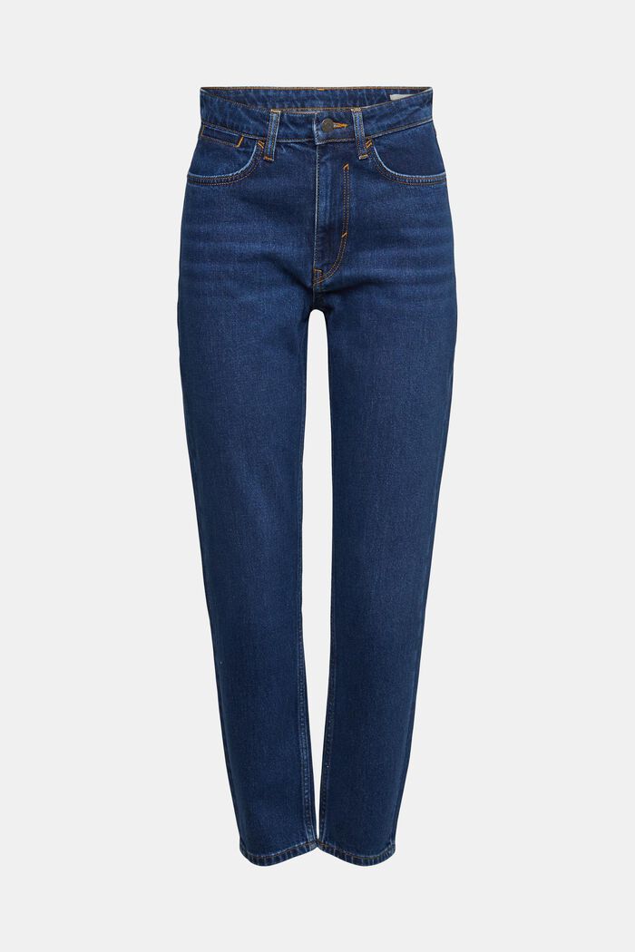 Mom jeans met hoge taille, BLUE DARK WASHED, detail image number 6