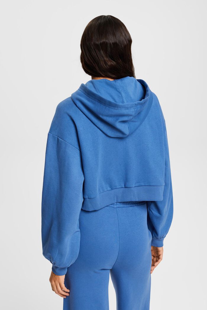 Kortere hoodie met doorlopende knoopsluiting, BLUE, detail image number 3
