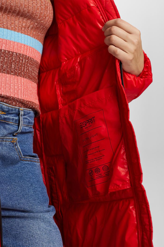 Gerecycled: gewatteerde mantel met capuchon, RED, detail image number 2