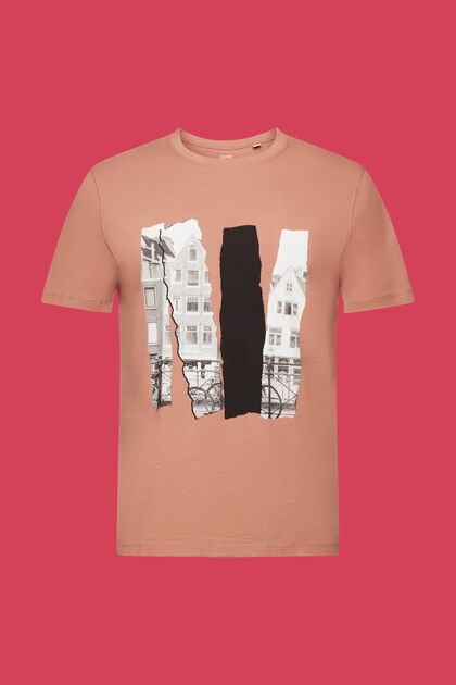 T-shirt met ronde hals en print, 100% katoen