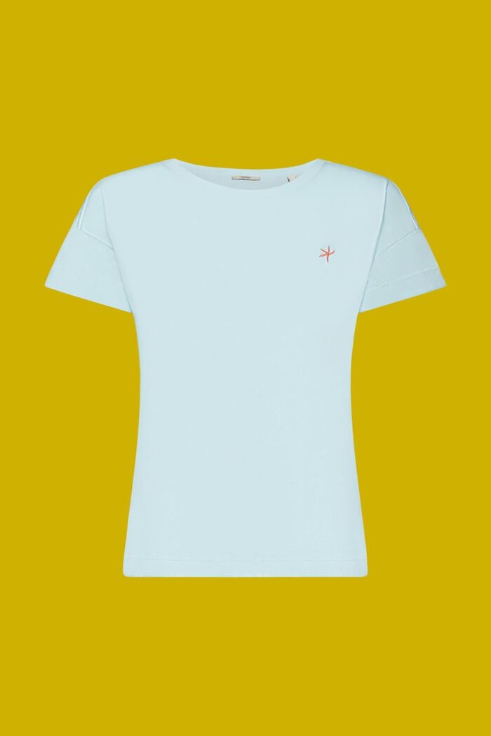 Shirt met borduursel, 100% katoen, LIGHT TURQUOISE, detail image number 7