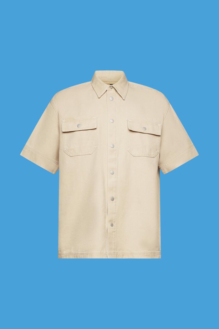 Boxy overhemd van denim met korte mouwen, SAND, detail image number 6