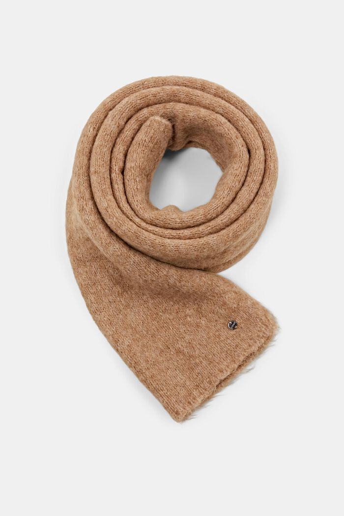 Harige sjaal van een alpacamix, BEIGE, detail image number 0