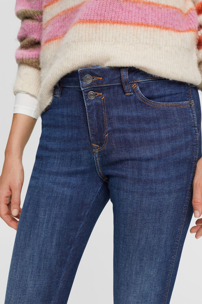 High-rise skinny jeans met stretch, BLUE DARK WASHED, detail image number 2