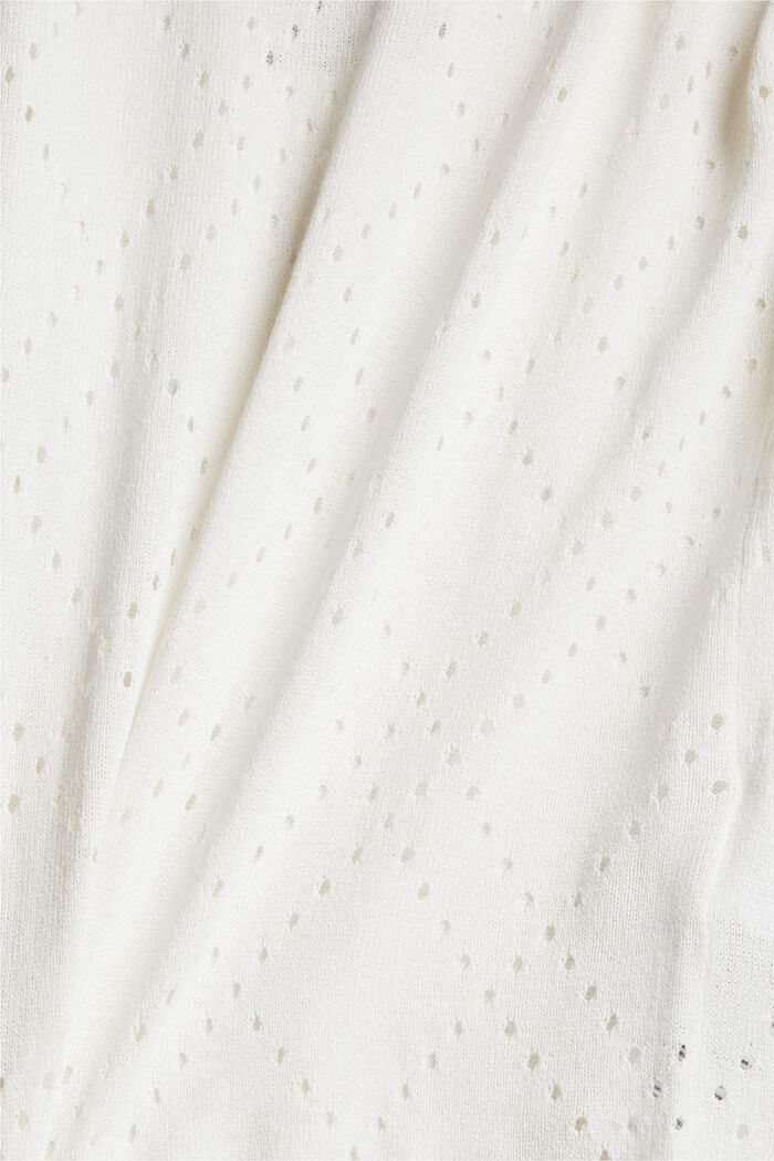 Met linnen: gebreid shirt met ajour, OFF WHITE, detail image number 4
