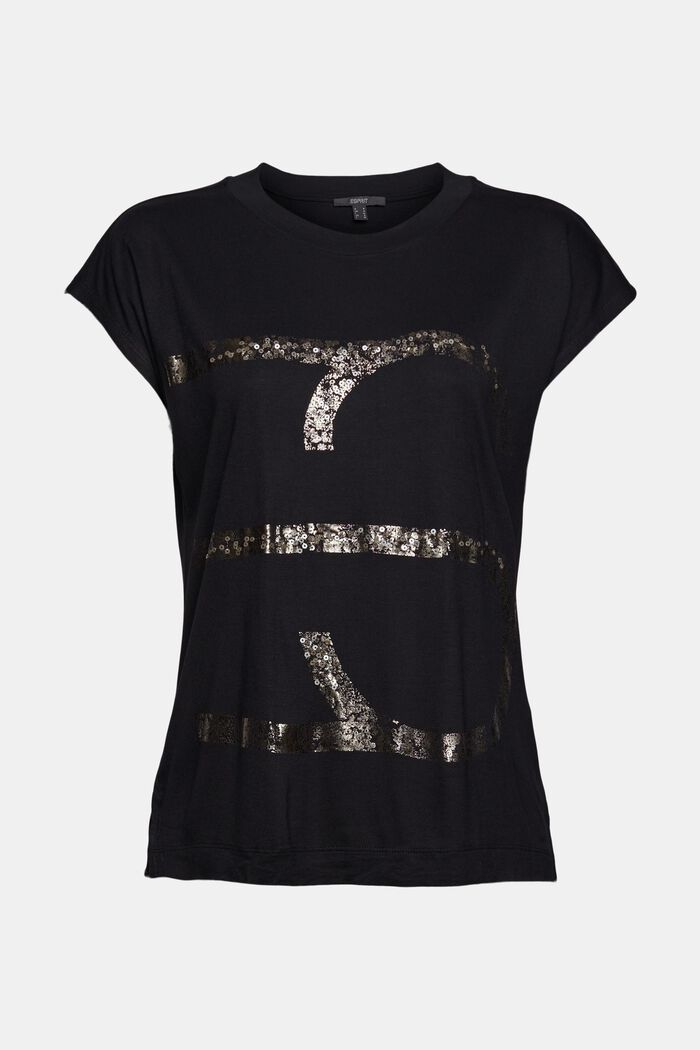 T-shirt met logoprint, LENZING™ ECOVERO™, BLACK, detail image number 5