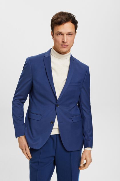 Slim fit blazer, BLUE, overview