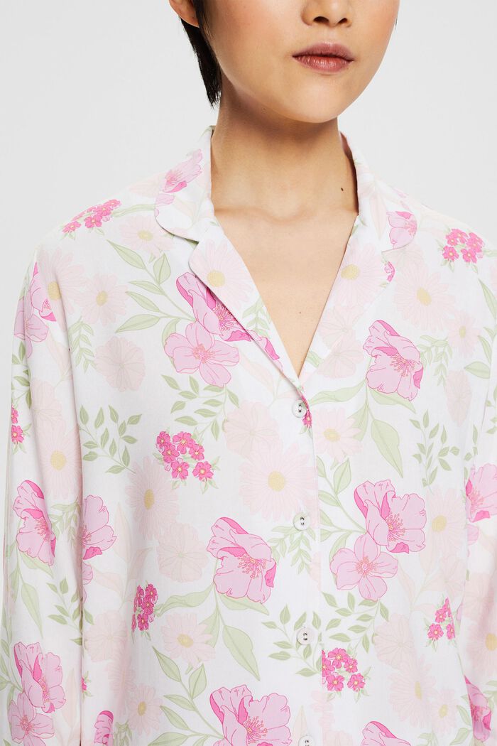 Pyjama met bloemenmotief, LENZING™ ECOVERO™, WHITE, detail image number 3