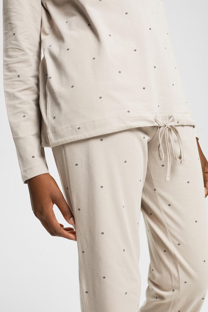Katoenen pyjama met patroon all-over, LIGHT TAUPE, detail image number 4