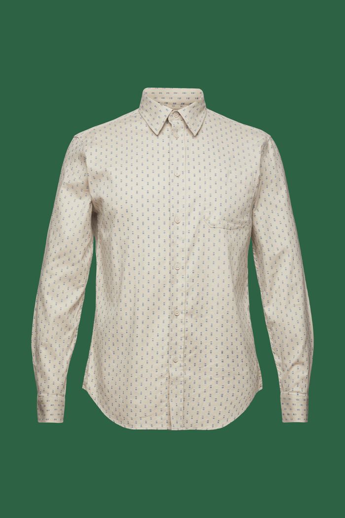 Twill overhemd met motief en smal model, PASTEL GREY, detail image number 6