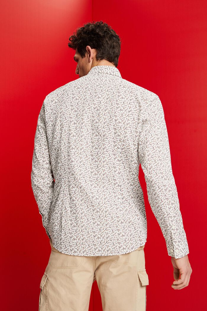 Katoenen slim fit overhemd met motief, OFF WHITE, detail image number 3