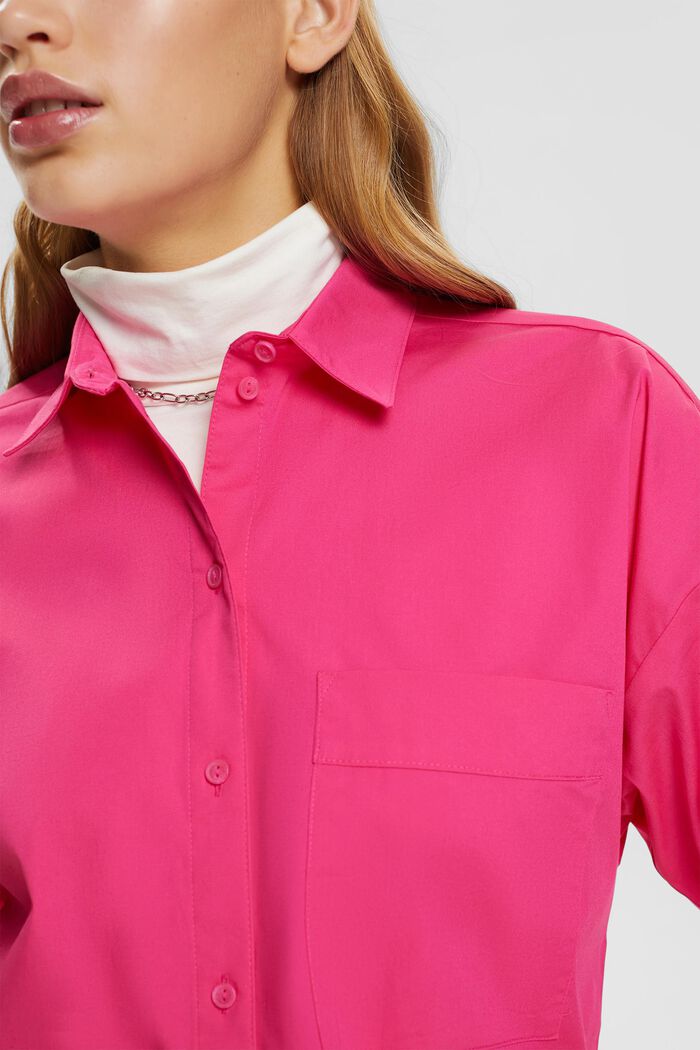 Katoenen blouse met een zak, PINK FUCHSIA, detail image number 2