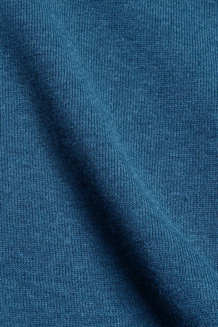 Trui met ronde hals, van pima katoen, PETROL BLUE, detail image number 4