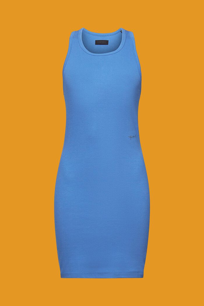 Geribde jurk van jersey, GREY BLUE, detail image number 7
