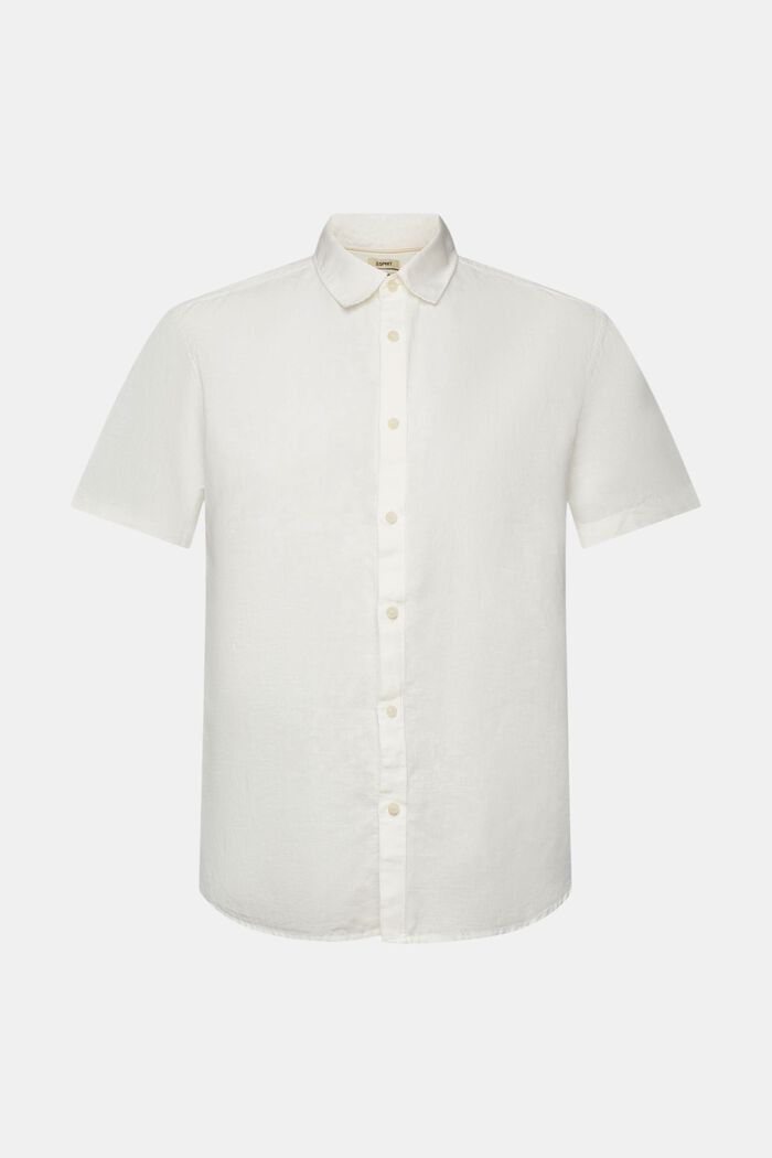 Shirt met korte mouwen van een linnen-katoenmix, OFF WHITE, detail image number 7