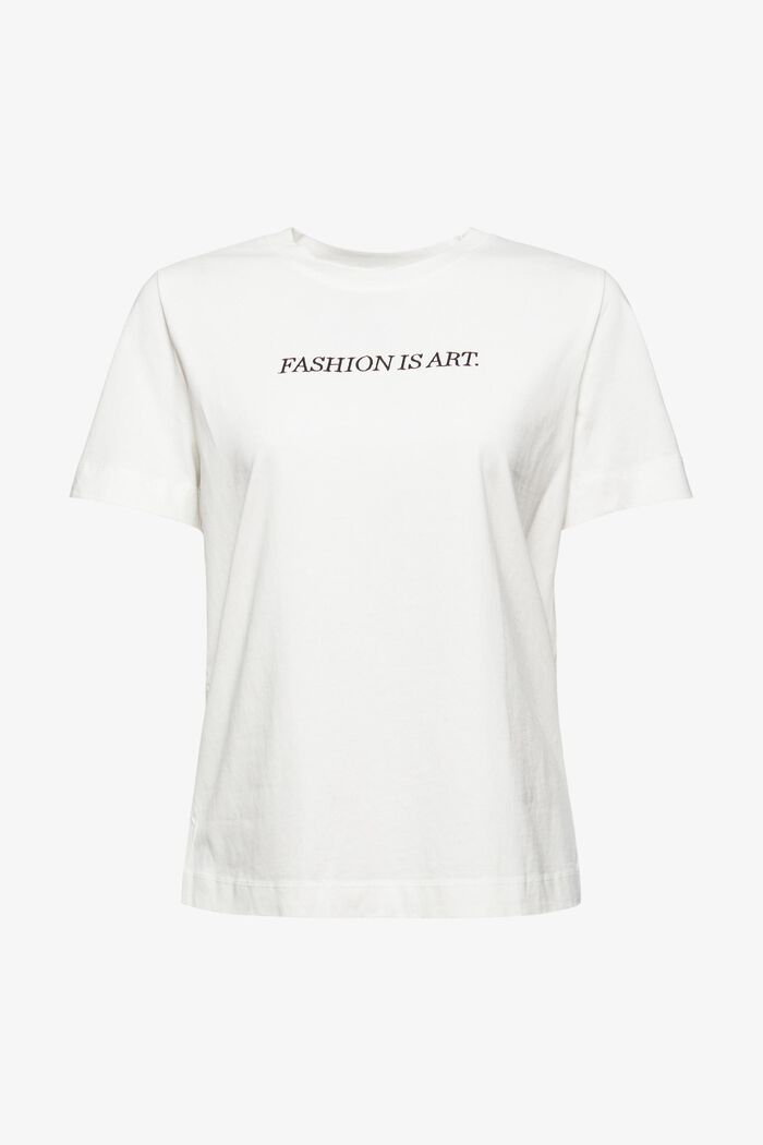 T-shirt met borduursel, 100% biologisch katoen, OFF WHITE, detail image number 6