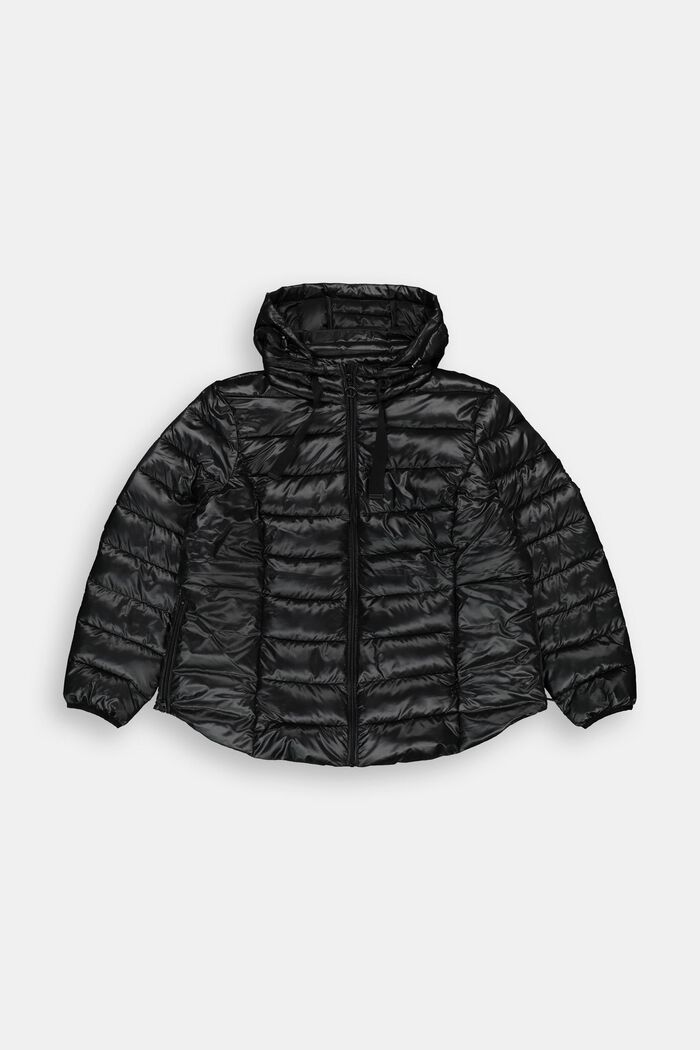 CURVY gerecycled: lichte, gewatteerde jas met capuchon, BLACK, detail image number 0