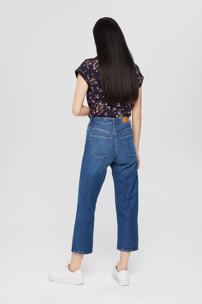 Gerecycled: cropped jeans met COOLMAX®, BLUE DARK WASHED, detail image number 3