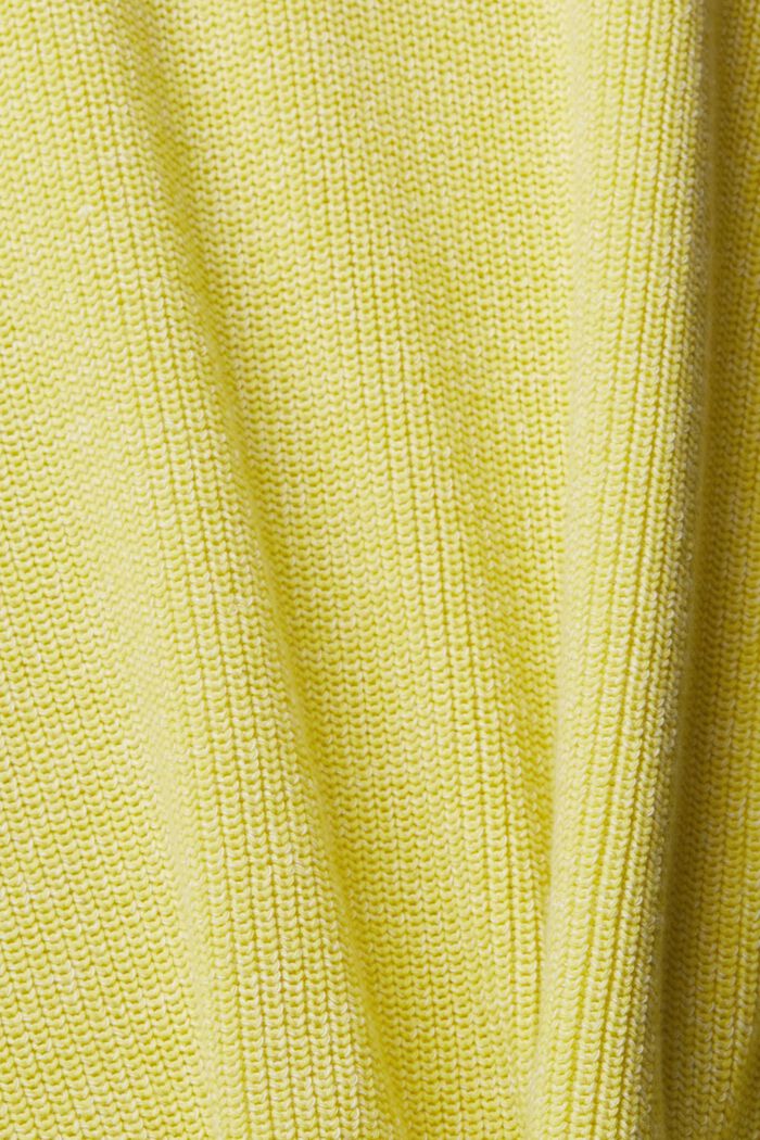Gebreide trui met halve rits, BRIGHT YELLOW, detail image number 5