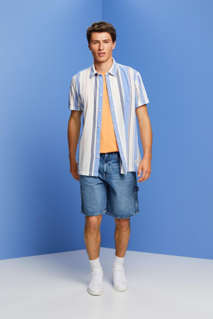 Overhemd met korte mouwen en strepen, 100% katoen, BRIGHT BLUE, detail image number 1