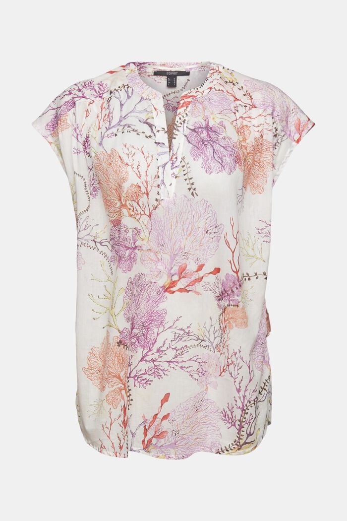 Luchtige blouse met print, OFF WHITE, overview
