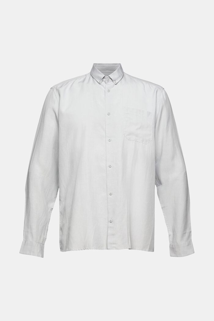 Met linnen: overhemd met buttondownkraag, LIGHT GREY, overview