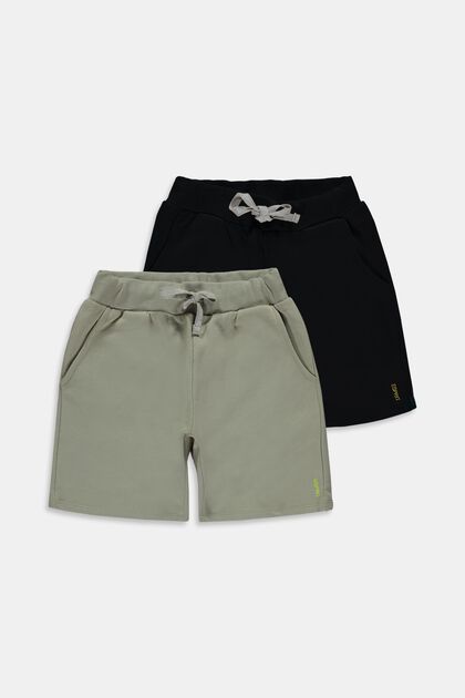 Set van 2 shorts van sweatmateriaal, DUSTY GREEN, overview