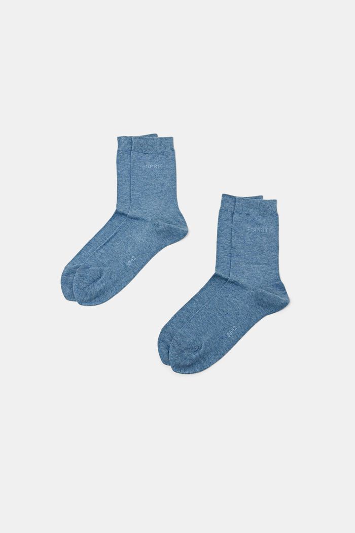 Set van 2 paar sokken met gebreid logo, organic cotton, LIGHT DENIM, detail image number 0