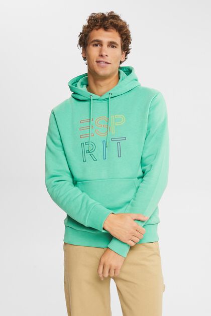 Gerecycled: hoodie met logoborduursel, GREEN, overview