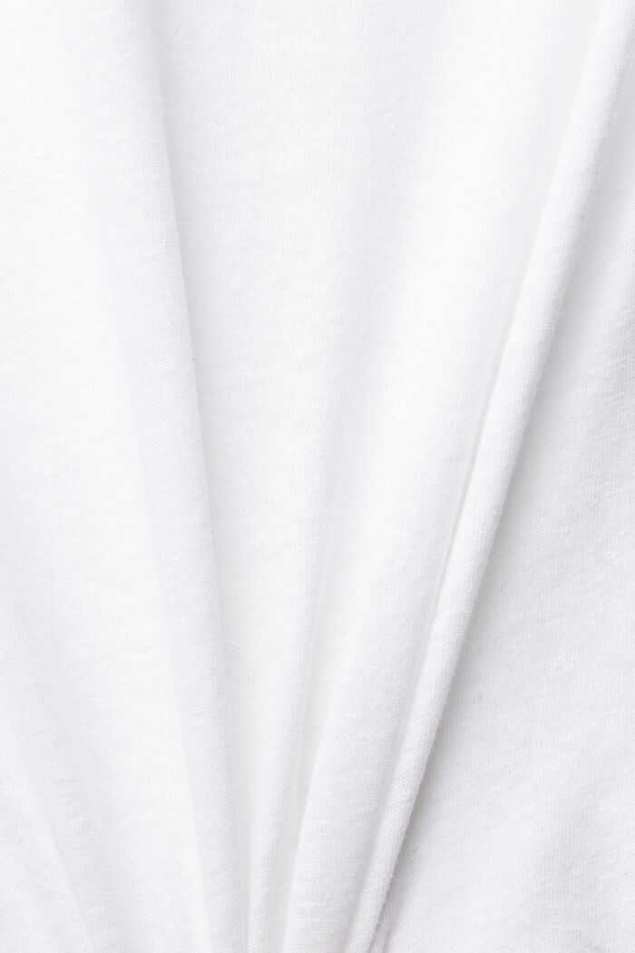 Met linnen: effen T-shirt, WHITE, detail image number 4