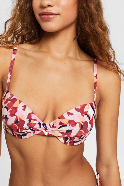 Gewatteerde bikinitop met beugels en bloemenprint