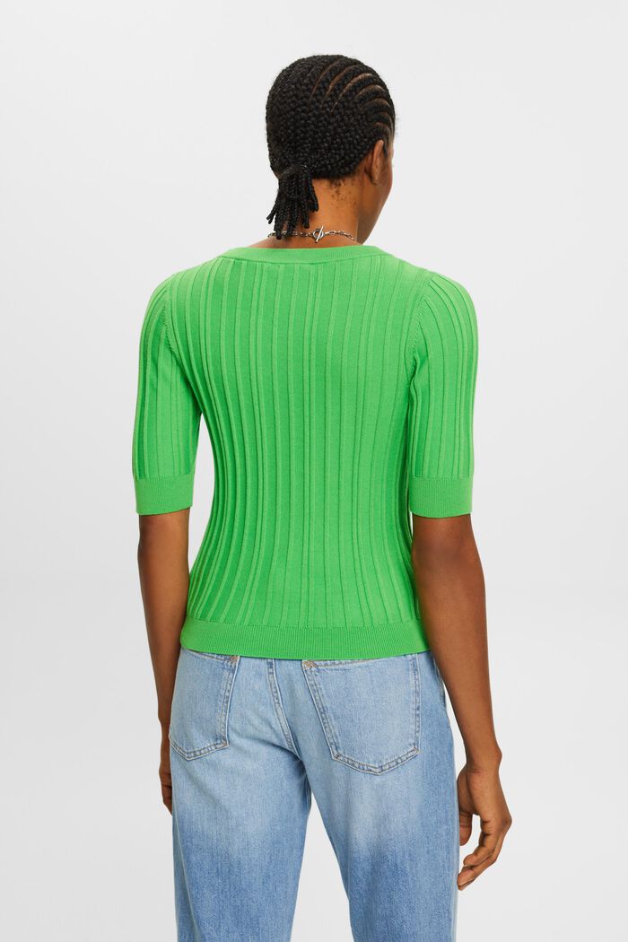 Geribde trui met korte mouwen, GREEN, detail image number 3