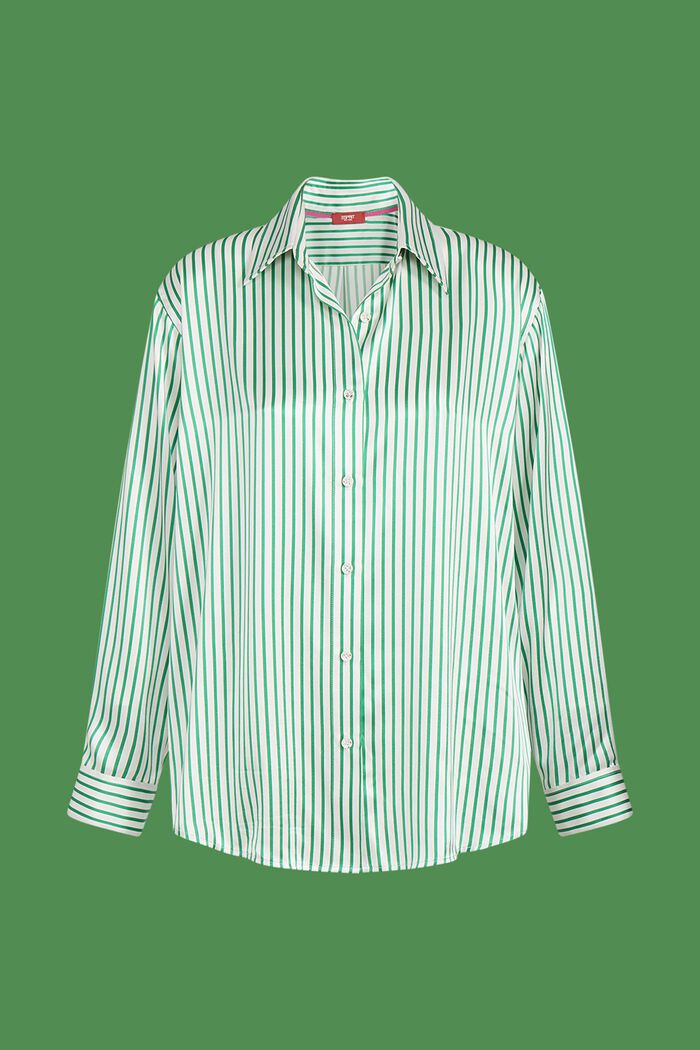 Gestreept shirt van zijde-charmeuse, GREEN, detail image number 5
