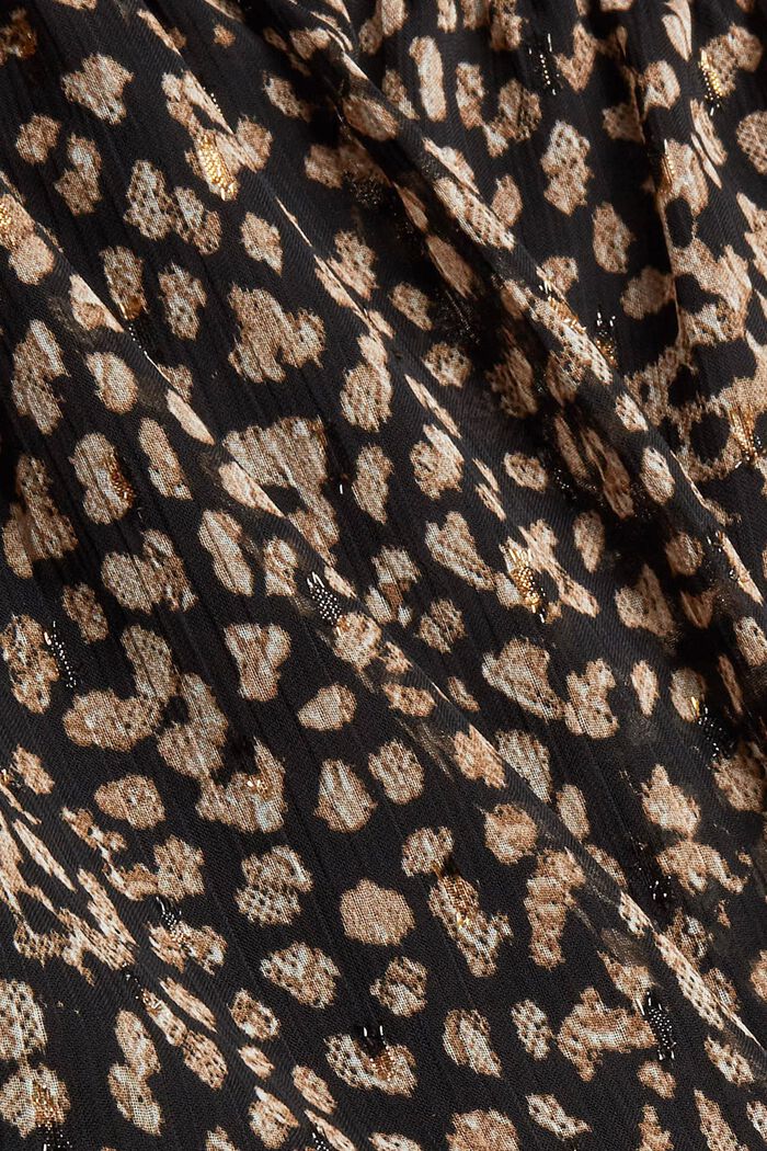 Gerecycled: blouse met luipaardprint en splitten op de bovenarmen, BLACK, detail image number 4